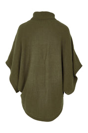 Product shot of the Knit Pick Throw Sweater in colour Khaki (Green), from the back