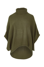 Product shot of the Knit Pick Throw Sweater in colour Khaki (Green), from the front