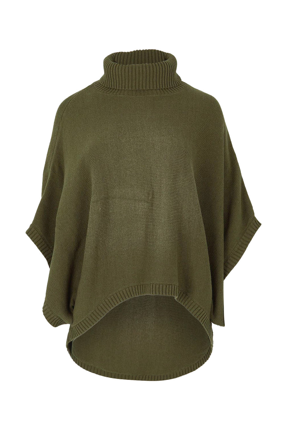 Product shot of the Knit Pick Throw Sweater in colour Khaki (Green), from the front
