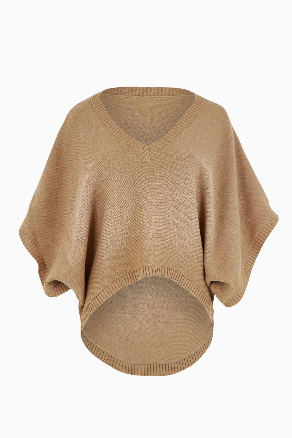 Product shot of the Knit Pick Throw V Neck Sweater in colour Latte, from the front