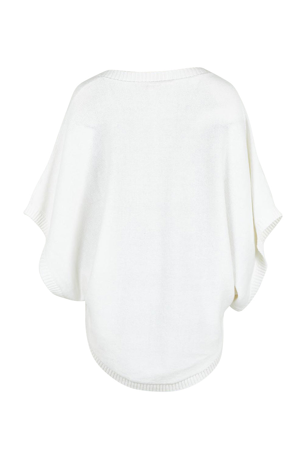 Product shot of the Knit Pick Throw V Neck Sweater in colour Milk (White), from the back