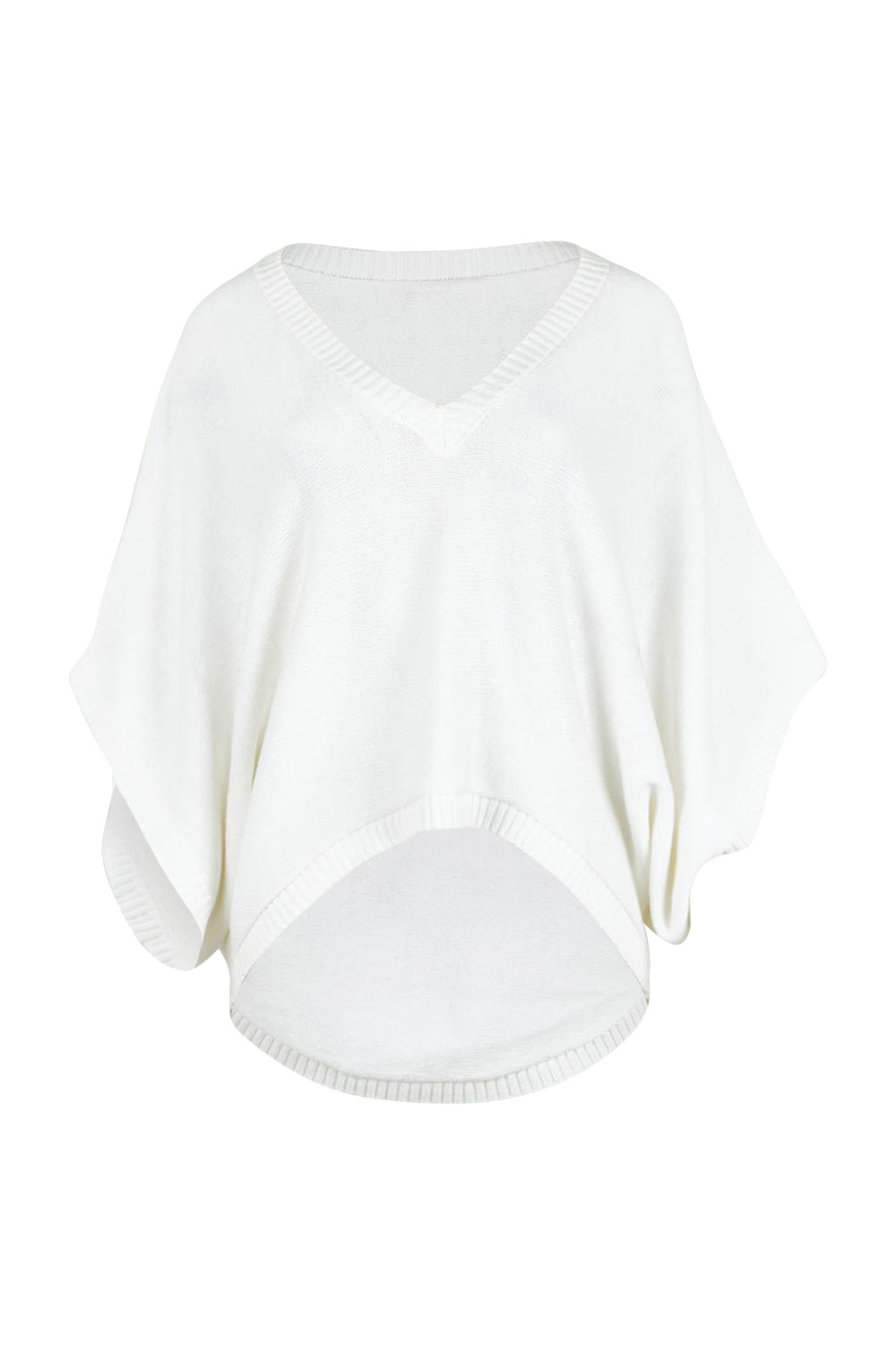 Product shot of the Knit Pick Throw V Neck Sweater in colour Milk (White), from the front