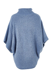 Product shot of the Addicted To You Sweater in colour Denim (Blue), from the back