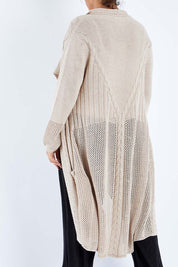 Model Sasha-Lee wearing size XL of the Starlit Night Cotton Cardi in colour Latte, from the back