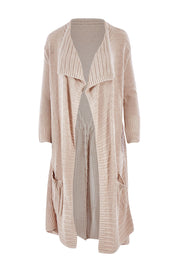 Product shot of the Starlit Night Cotton Cardi in colour Latte, from the front
