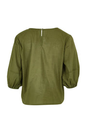 Product shot of the Ava Cotton Top in colour Khaki (Green), from the back