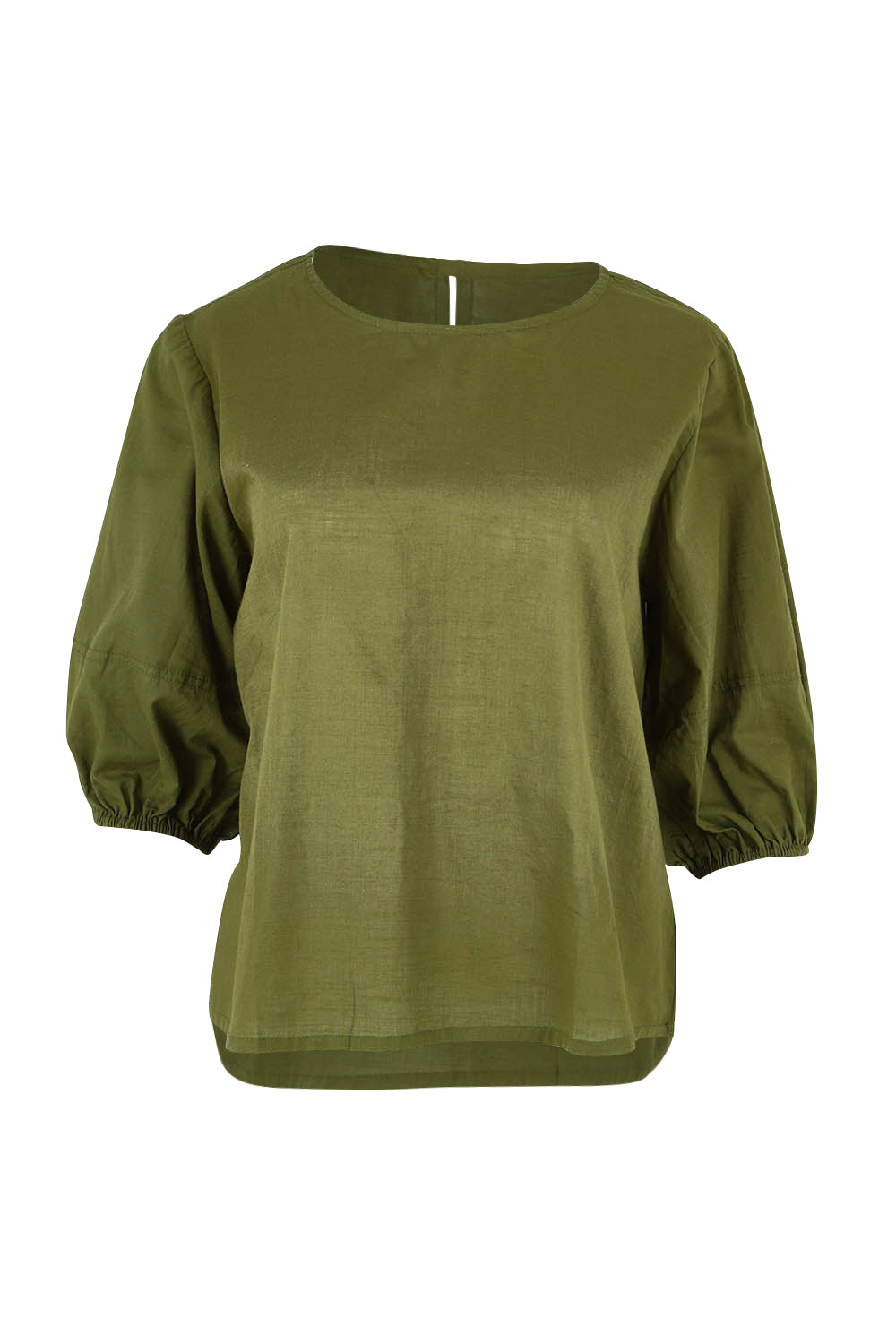 Product shot of the Ava Cotton Top in colour Khaki (Green), from the front