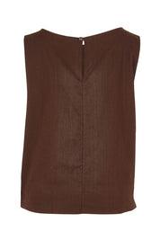 Product shot of the Hara Cotton Top in colour Coffee, from the back