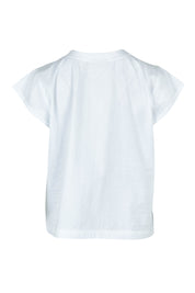 Product shot of the Leaf Cotton Top in colour White (White), from the back