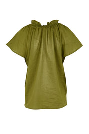 Product shot of the Lilo Cotton Top – Khaki in colour Khaki, from the back