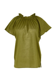 Product shot of the Lilo Cotton Top – Khaki in colour Khaki, from the front
