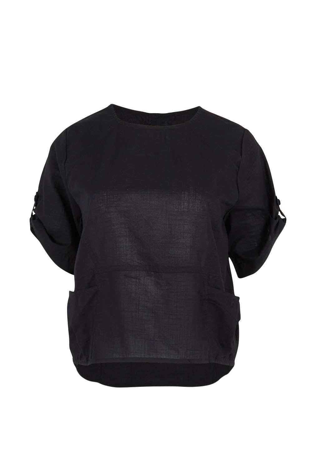 Product shot of the Guru Cotton Top in colour Black (Black), detail
