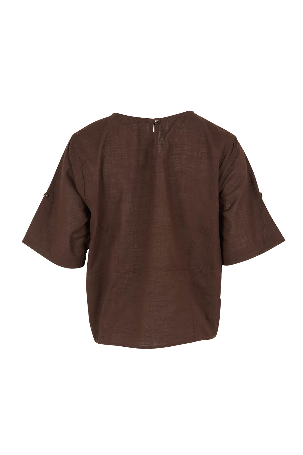 Product shot of the Guru Cotton Top in colour Coffee (Black), from the back