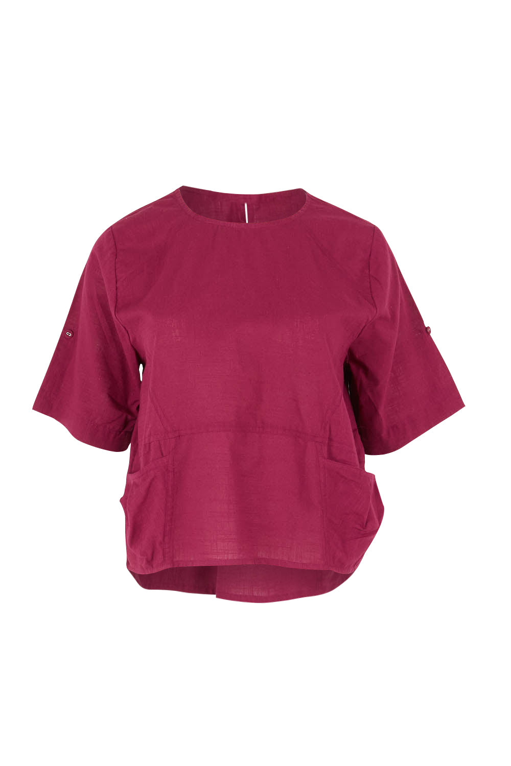 Product shot of the Guru Cotton Top in colour Magenta (Purple), from the front