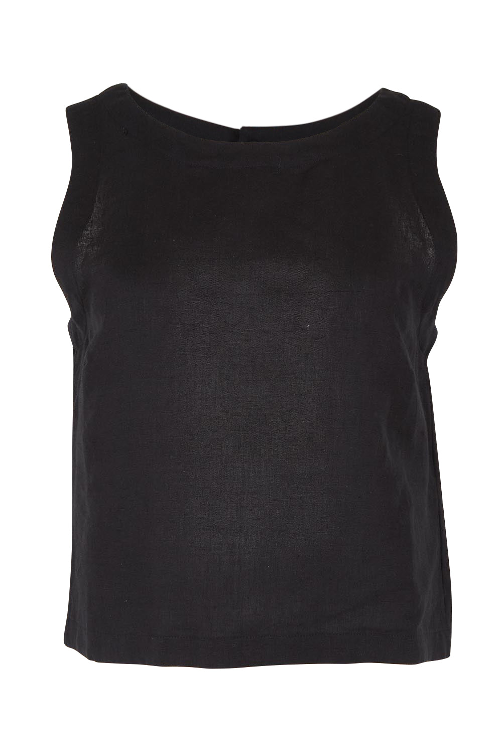Product shot of the Rose Linen Top in colour Black (Black), from the front