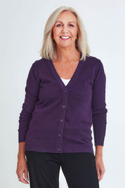 Lora Cotton Cardigan - Aubergine