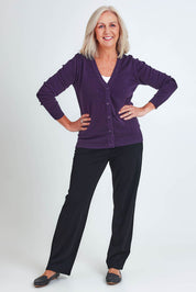 Lora Cotton Cardigan - Aubergine