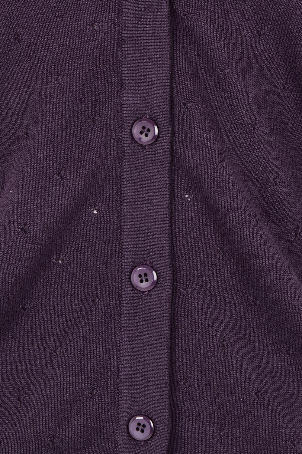 Lora Cotton Cardigan - Aubergine
