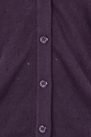 Lora Cotton Cardigan - Aubergine