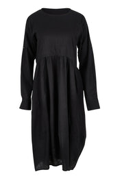 Product shot of the Guru Cotton Dress in colour Black (Black), from the front