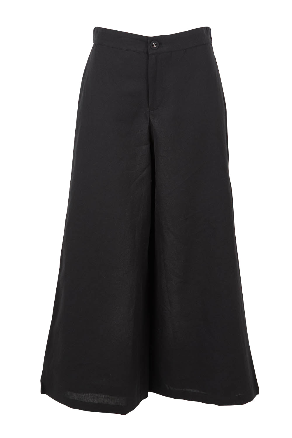 Product shot of the Jedda Linen Cotton Pant in colour Black (Black), from the front