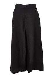 Product shot of the Jedda Linen Cotton Pant in colour Black (Black), from the front