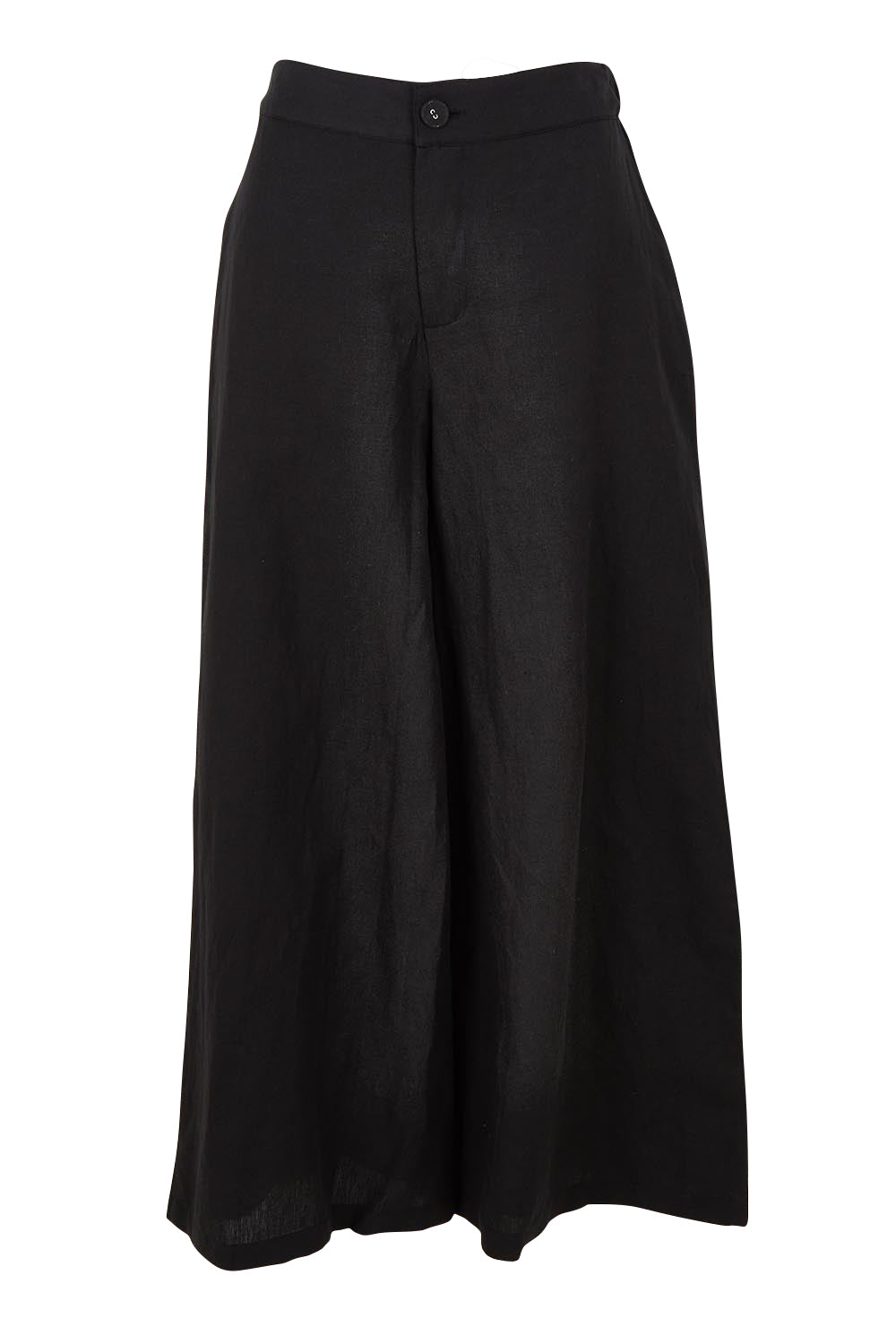 Product shot of the Jedda Linen Cotton Pant in colour Black (Black), from the front