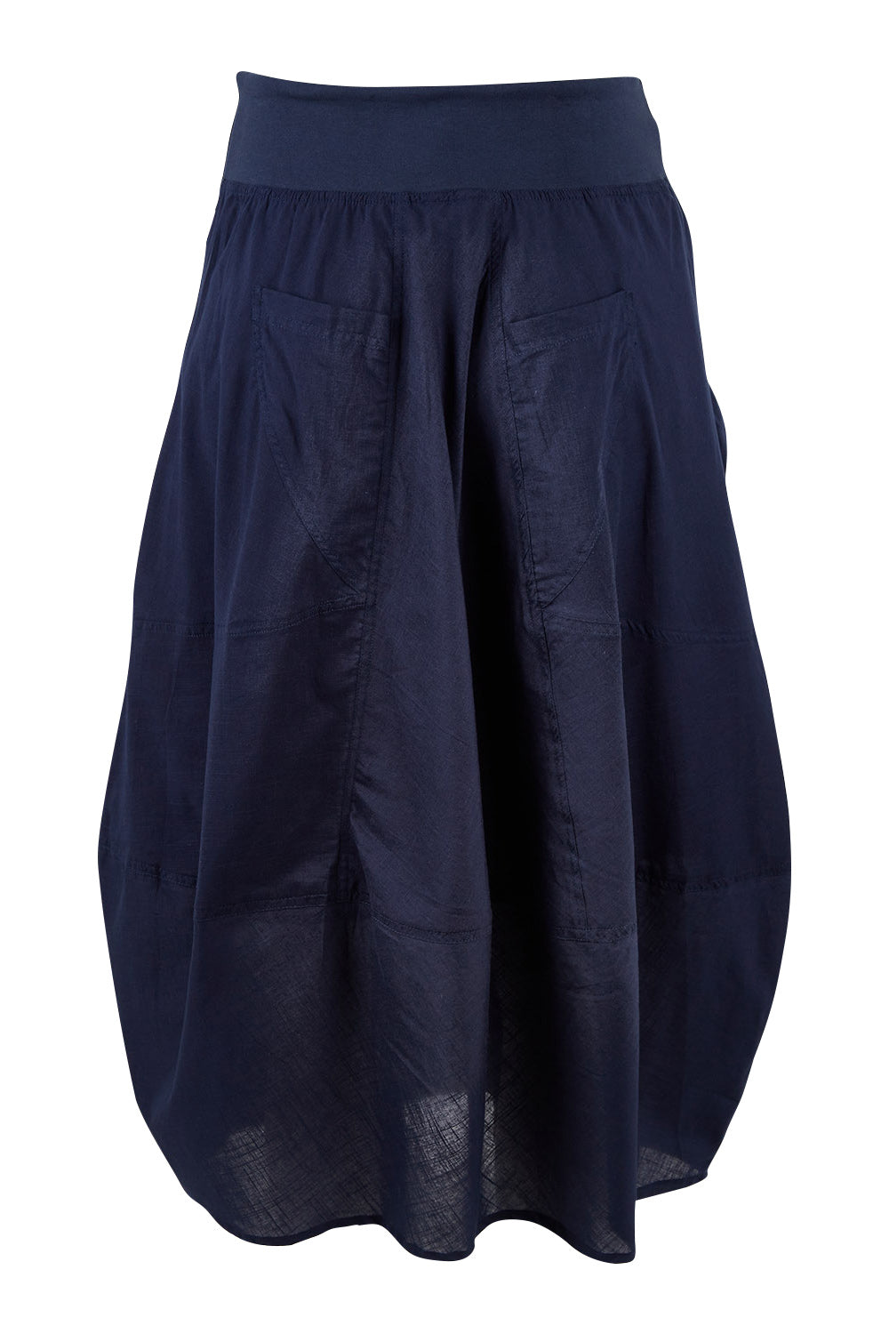 Product shot of the Guru Skirt in colour Navy (Blue), from the back