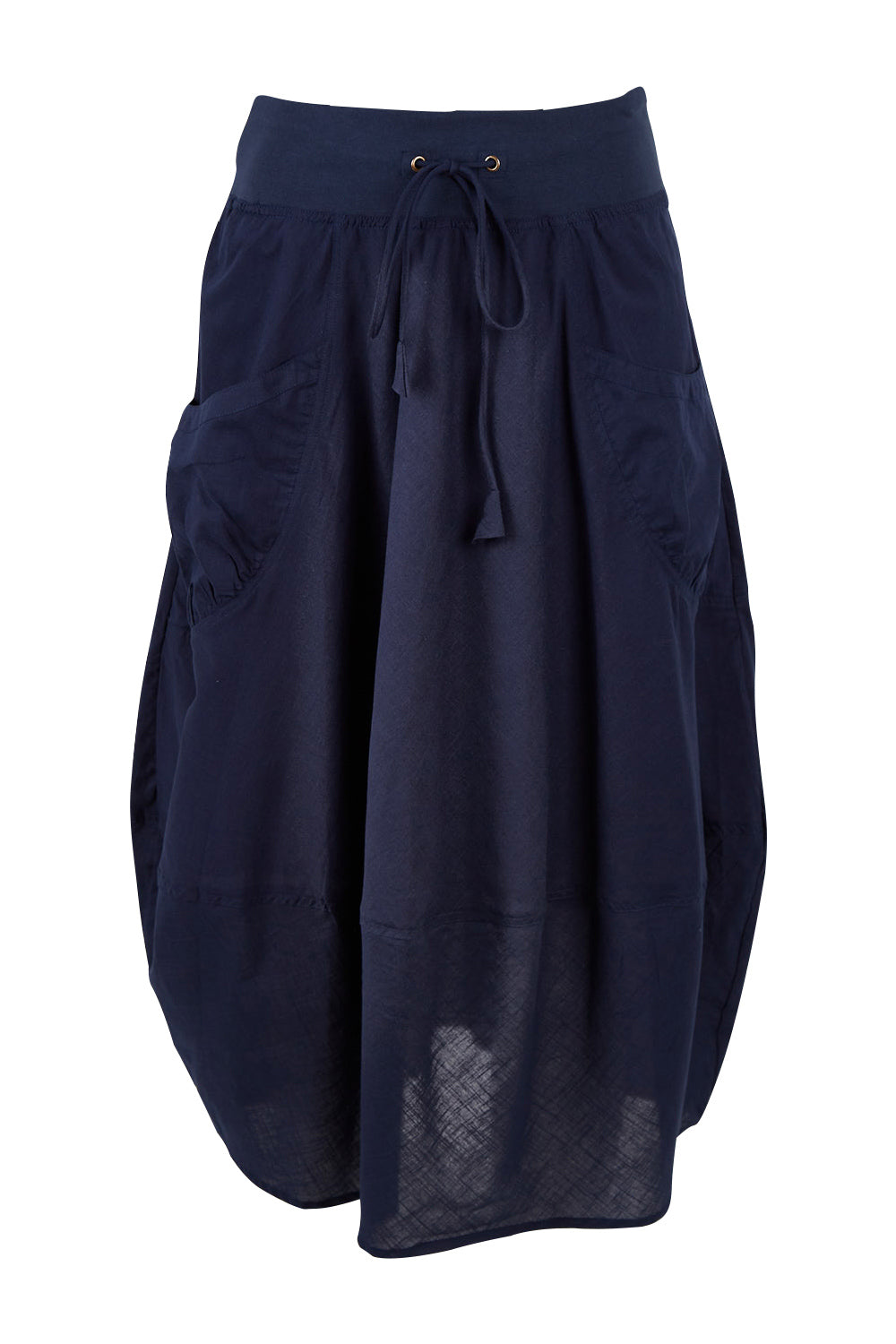Product shot of the Guru Skirt in colour Navy (Blue), from the front