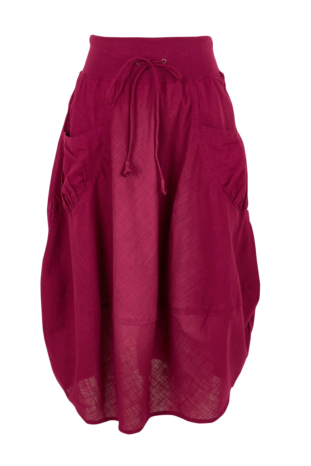 Product shot of the Guru Cotton Skirt in colour Magenta (Purple), from the front