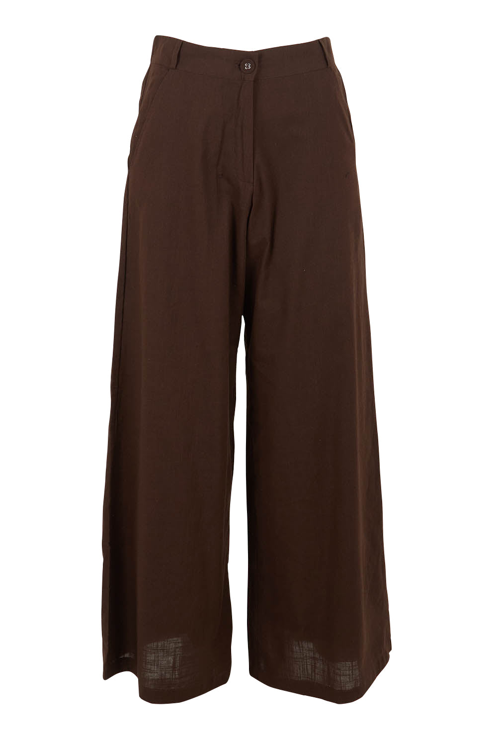 Product shot of the Luca Cotton Pant in colour Coffee, from the front