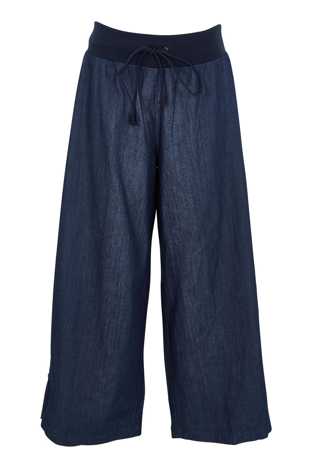 Product shot of the Ria Denim Pant in colour Darkdenim (Blue), from the front