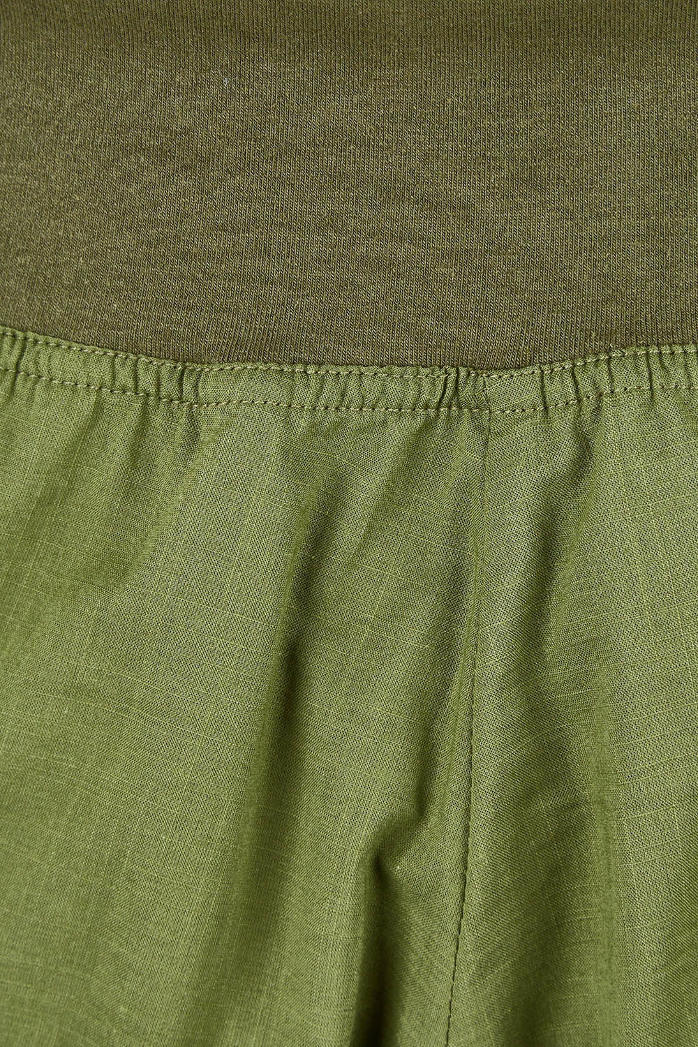 Product shot of the Ria Pant in colour Khaki (Green), detail