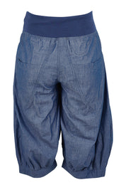 Product shot of the Jada Short in colour Chambray (Blue), from the back