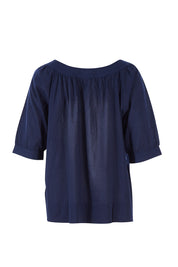 Product shot of the Bliss Top in colour Navy (Green), from the back