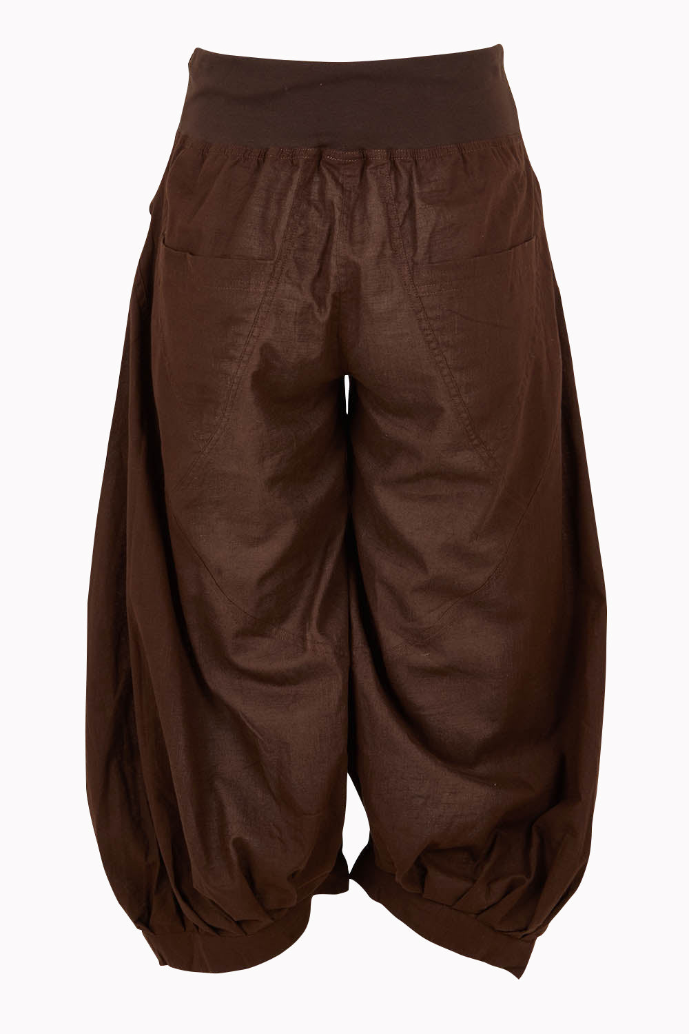 Product shot of the Guru Pant in colour Coffee, from the back