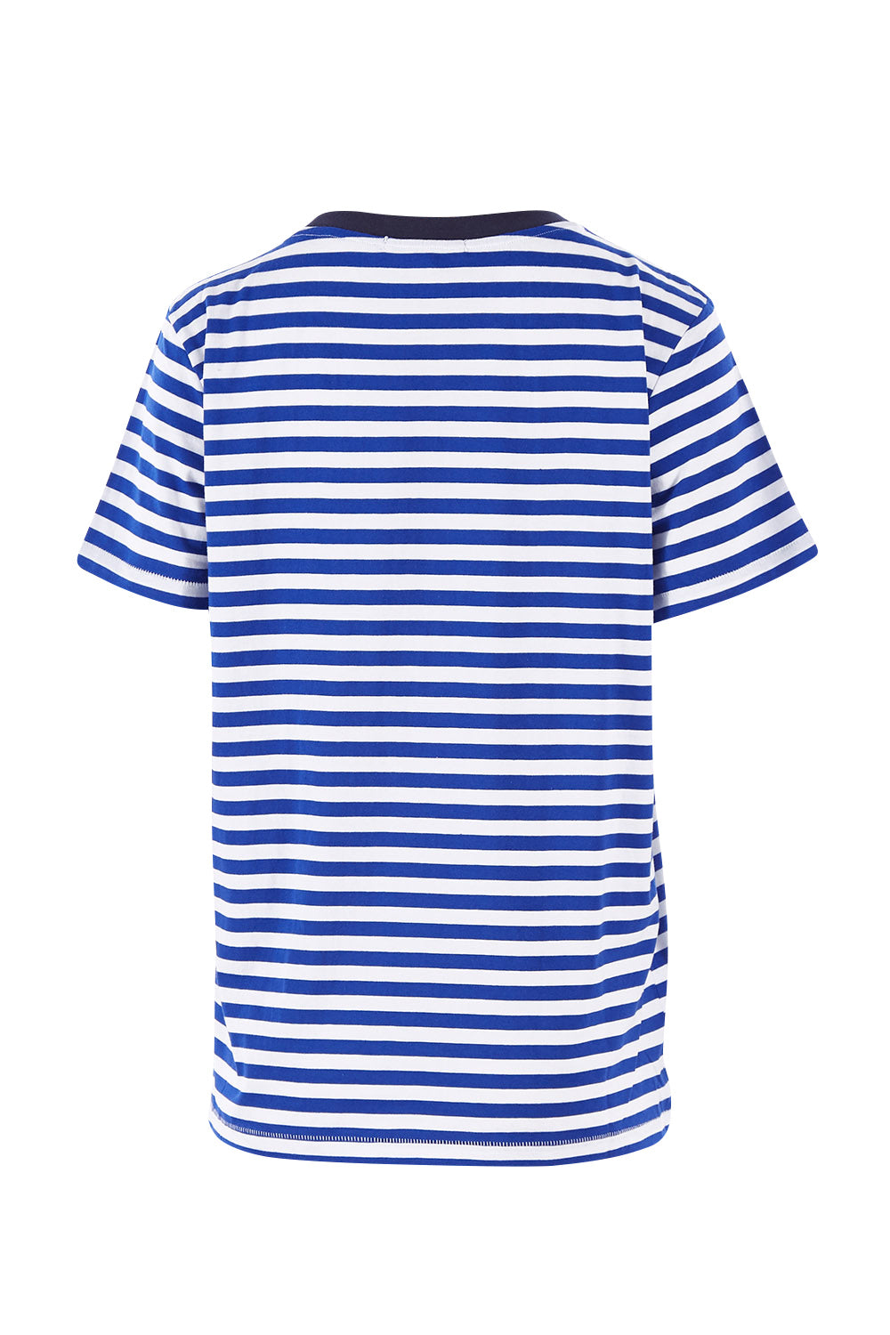 Product shot of the Pacifica Tee in colour Reefstripe (Blue), from the back