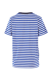 Product shot of the Pacifica Tee in colour Reefstripe (Blue), from the back