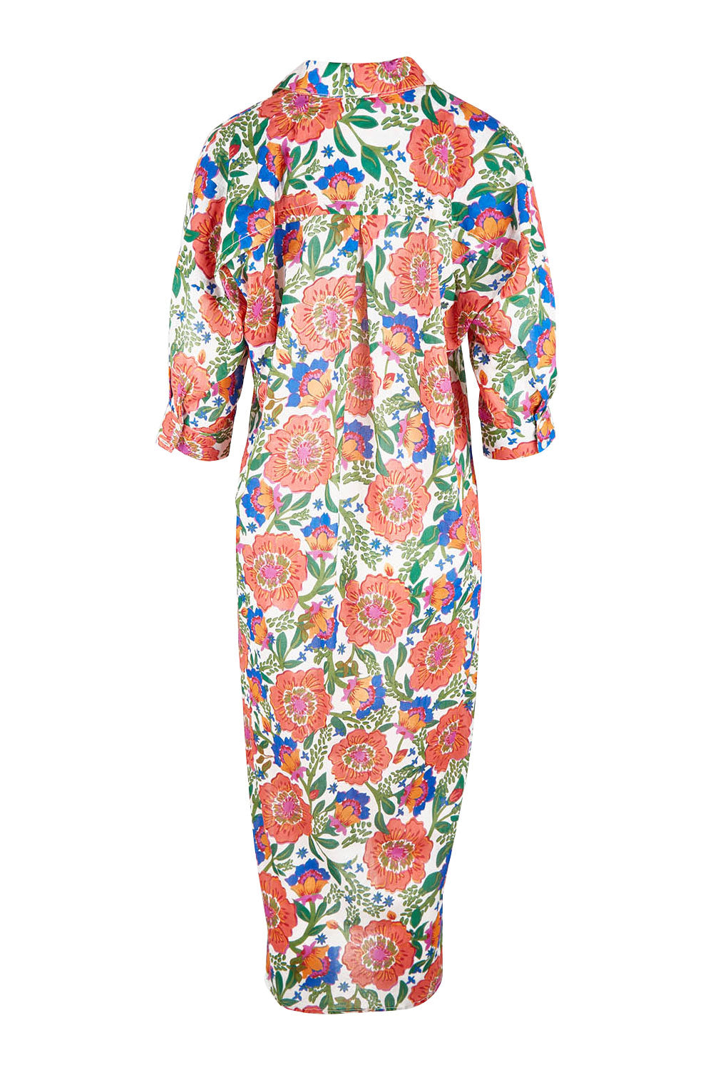 Product shot of the Amari Shirt Dress in colour Whitegiul (White), from the back