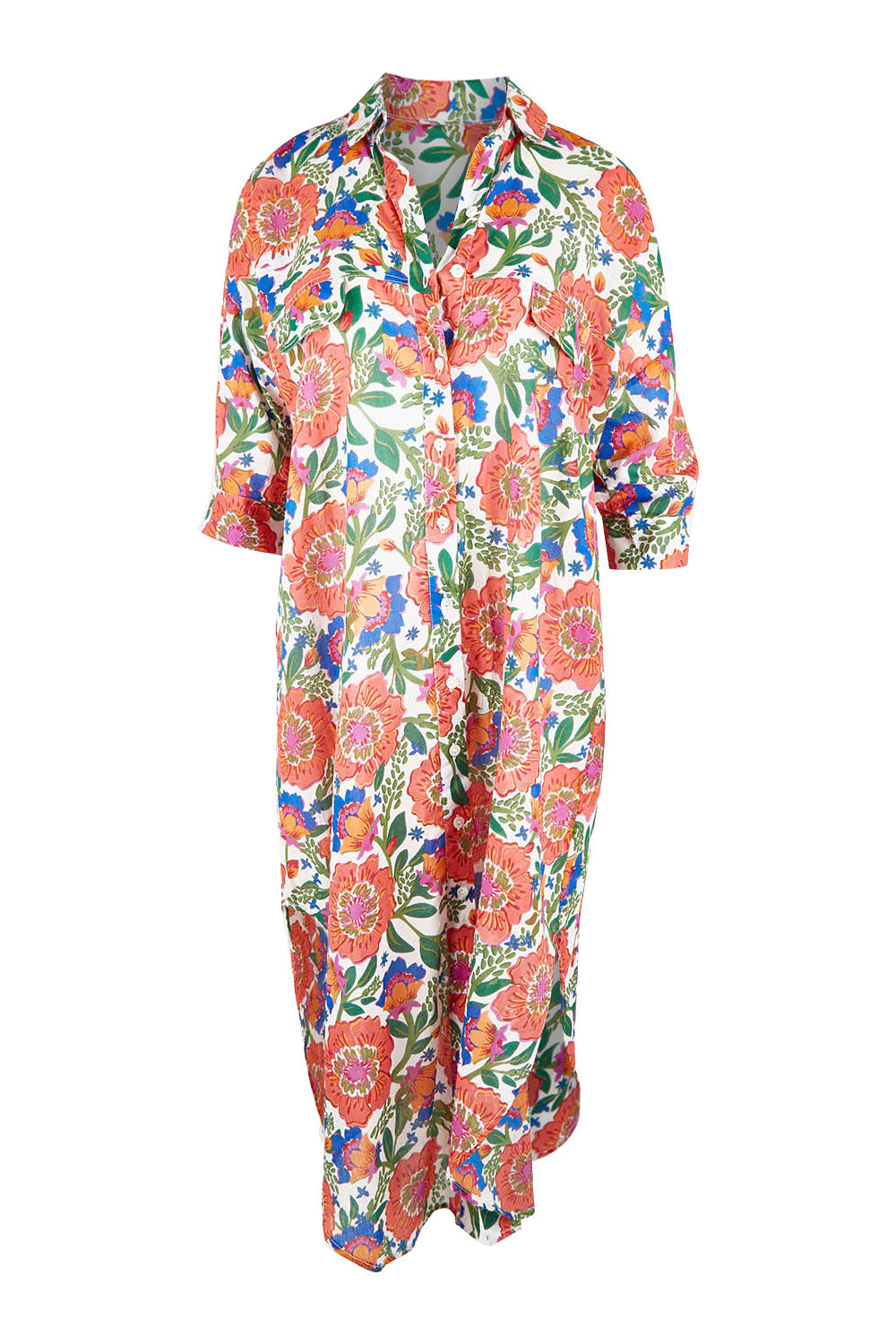 Product shot of the Amari Shirt Dress in colour Whitegiul (White), from the front