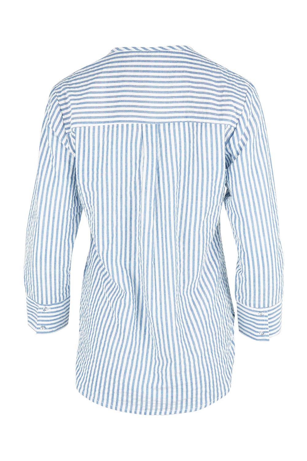 Product shot of the Hazel Shirt in colour Hazelstrip (Blue), from the back
