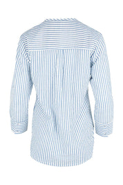 Product shot of the Hazel Shirt in colour Hazelstrip (Blue), from the back