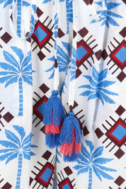 Product shot of the Lodhi Modal Pant in colour Malu (Blue), detail
