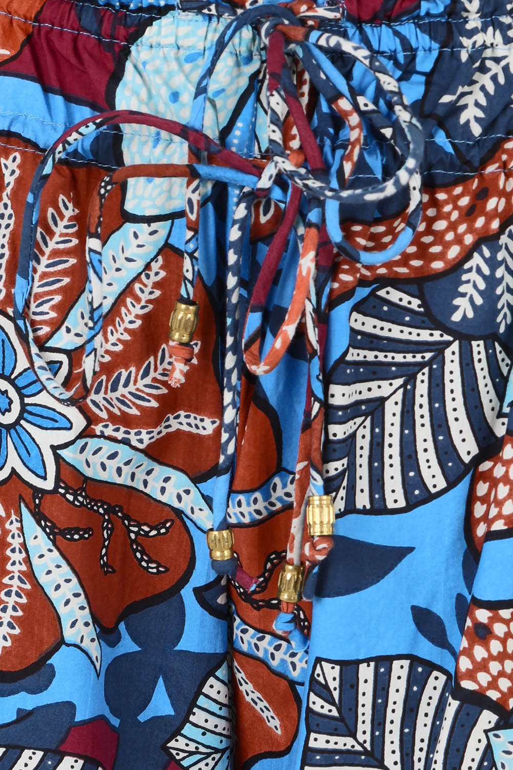 Product shot of the Etta Cotton Pant in colour Diah (Blue), detail