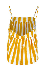 Product shot of the Sami Cotton Singlet in colour Tropical, from the back