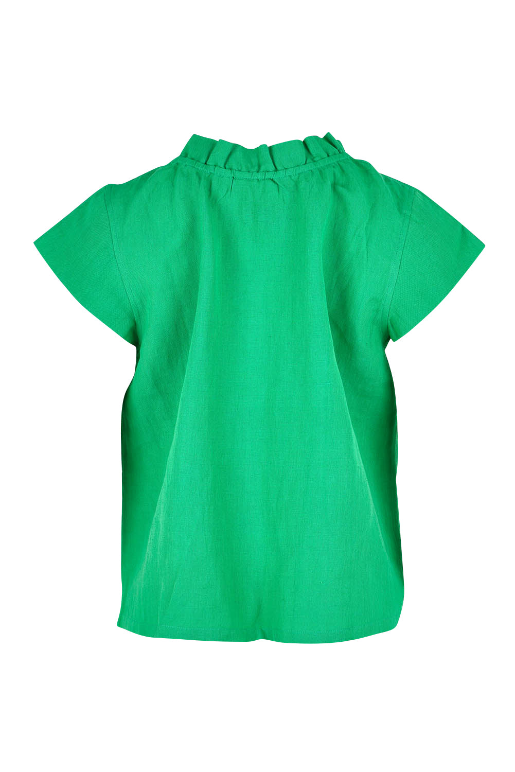Product shot of the Sand Linen Cotton Top in colour Green (Green), from the back
