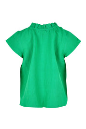 Product shot of the Sand Linen Cotton Top in colour Green (Green), from the back