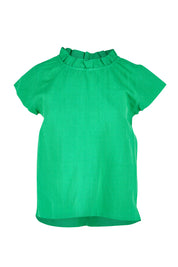 Product shot of the Sand Linen Cotton Top in colour Green (Green), from the front