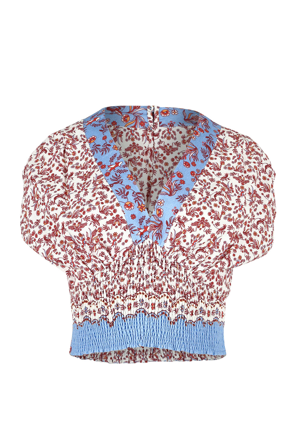 Product shot of the Desi Cotton Top in colour Paradise, from the front