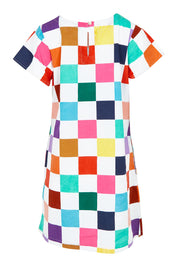 Product shot of the Harper Cotton Dress in colour Gea, from the back